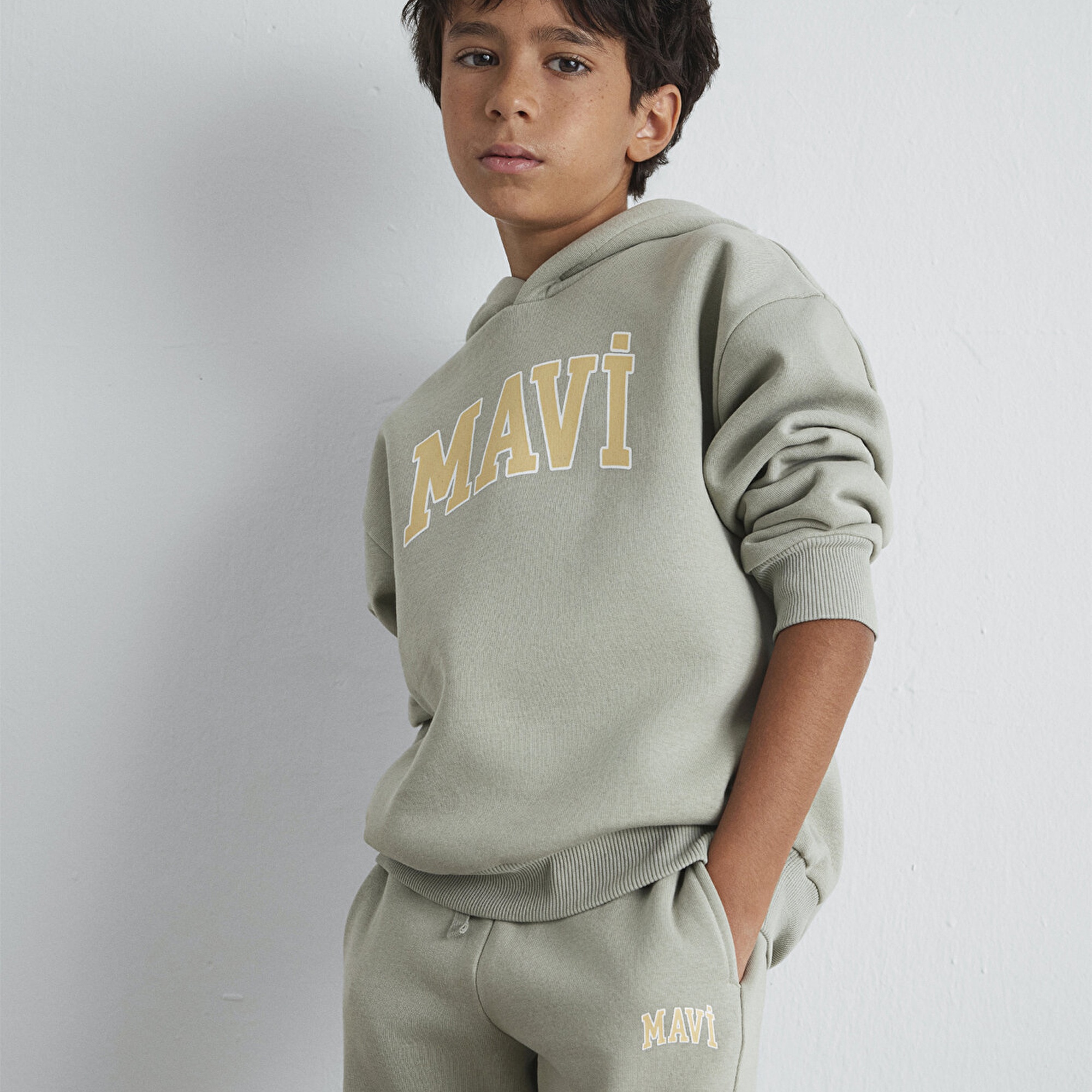 Mavi Mavi Logo Baskılı Kapüşonlu Yeşil Sweatshirt 6610110-70155