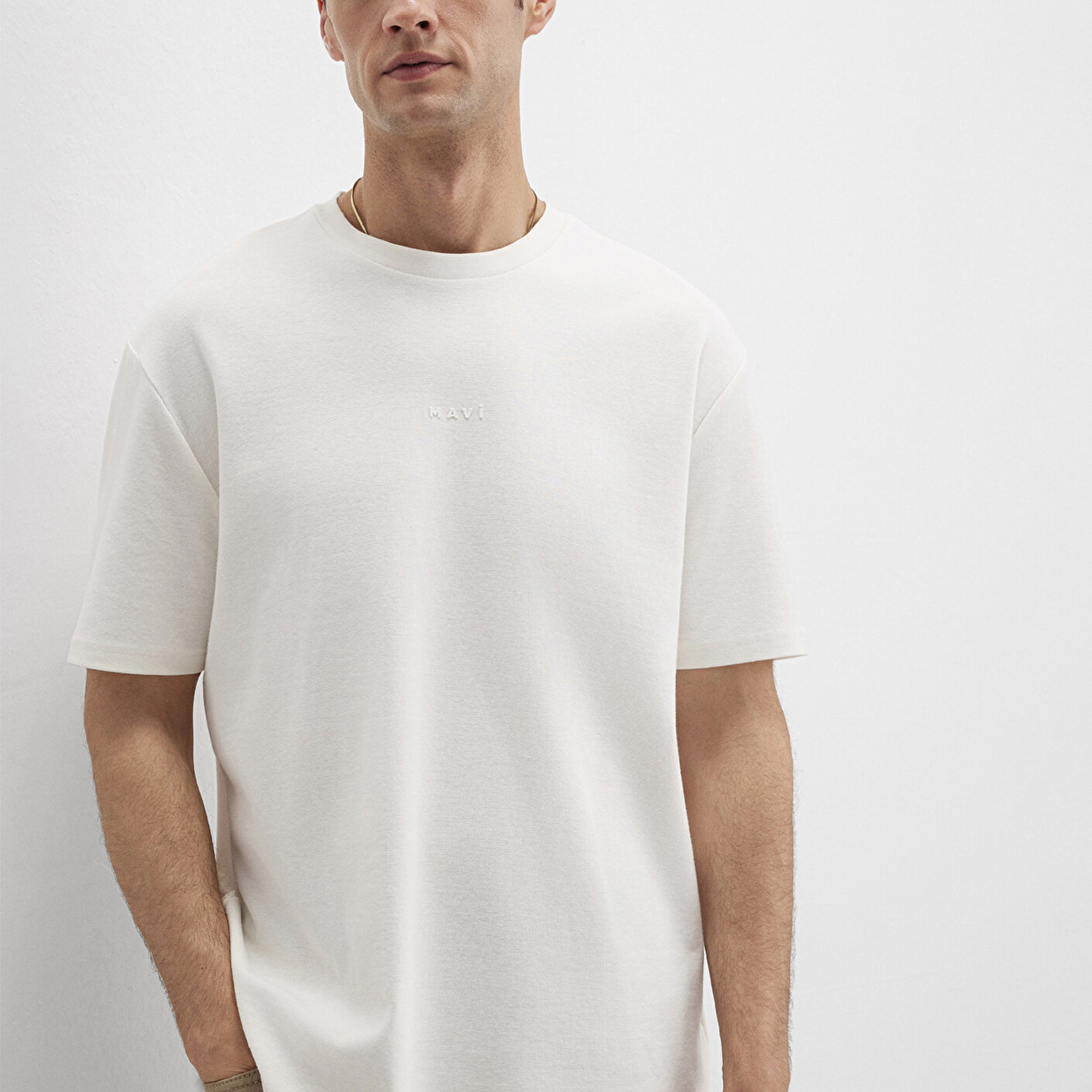 Mavi Mavi Logo Baskılı Ekru Tişört Loose 0613250-70057
