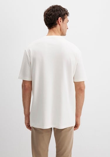  Mavi Mavi Logo Baskılı Ekru Tişört Loose 0613250-70057