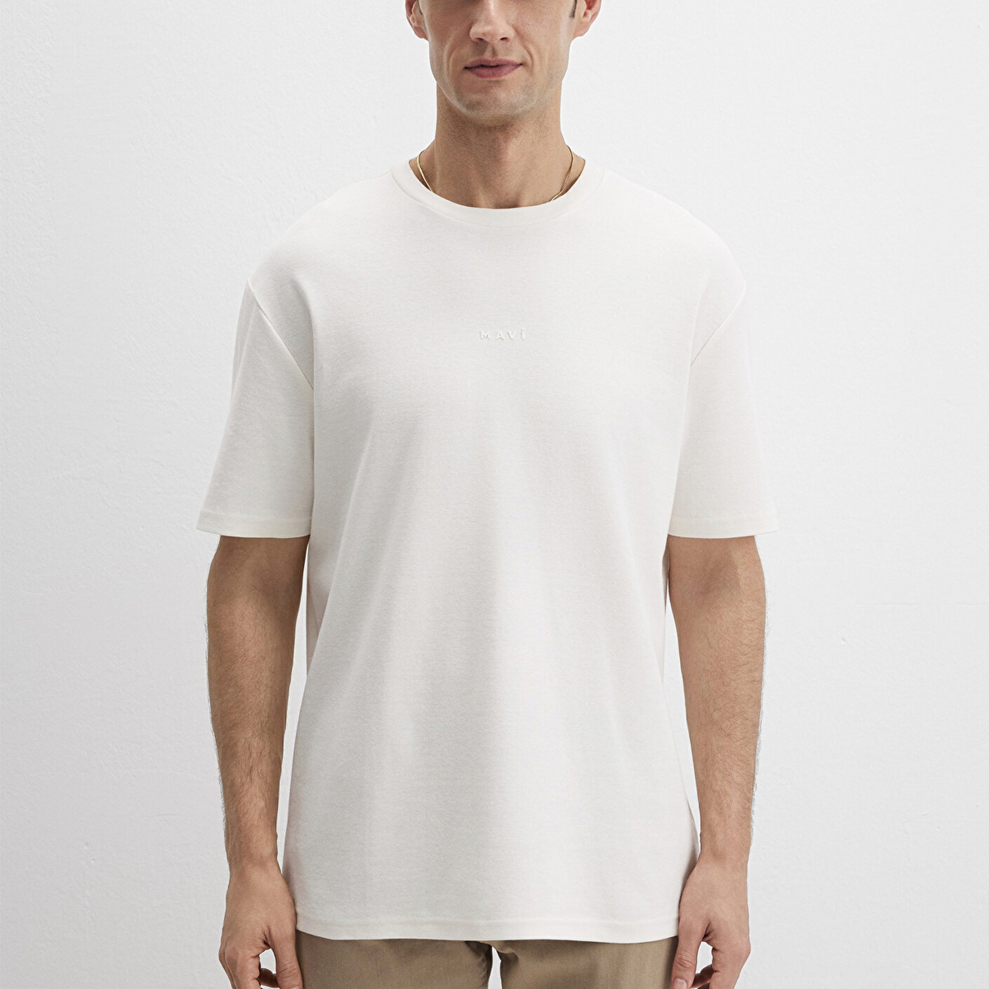 Mavi Mavi Logo Baskılı Ekru Tişört Loose 0613250-70057