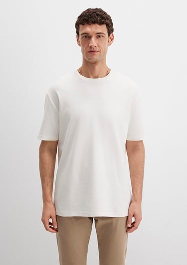  Mavi Mavi Logo Baskılı Ekru Tişört Loose 0613250-70057