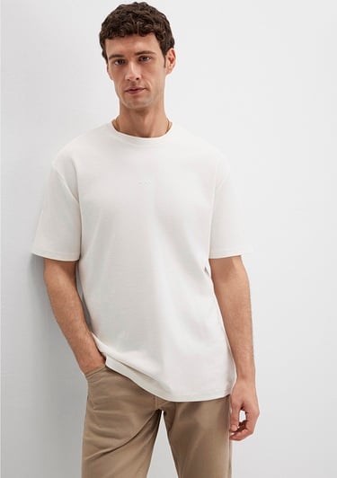  Mavi Mavi Logo Baskılı Ekru Tişört Loose 0613250-70057