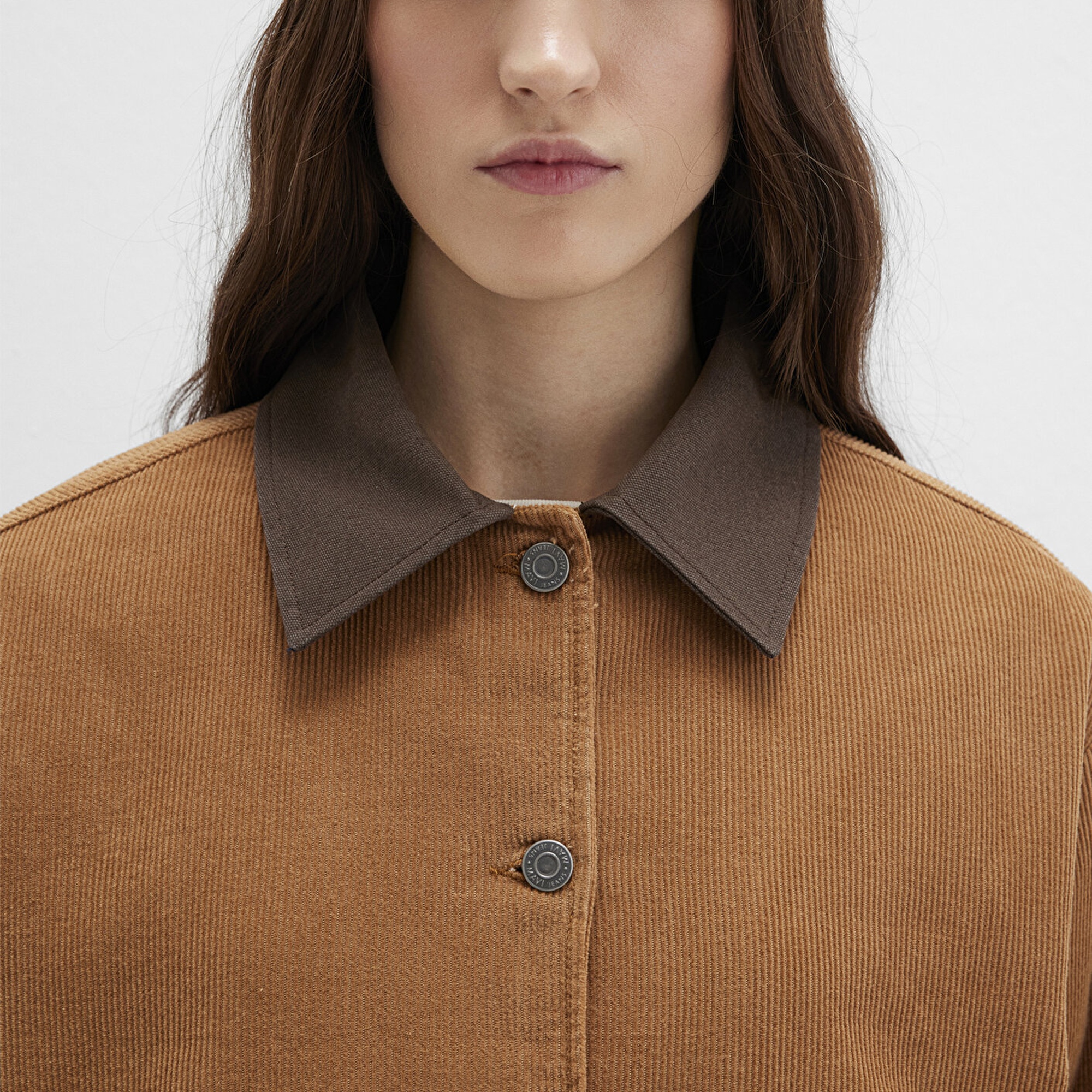 Mavi Kahverengi Kadife Ceket Oversize / Geniş Kesim 1110842-70381