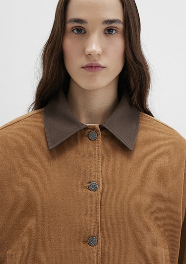  Mavi Kahverengi Kadife Ceket Oversize / Geniş Kesim 1110842-70381