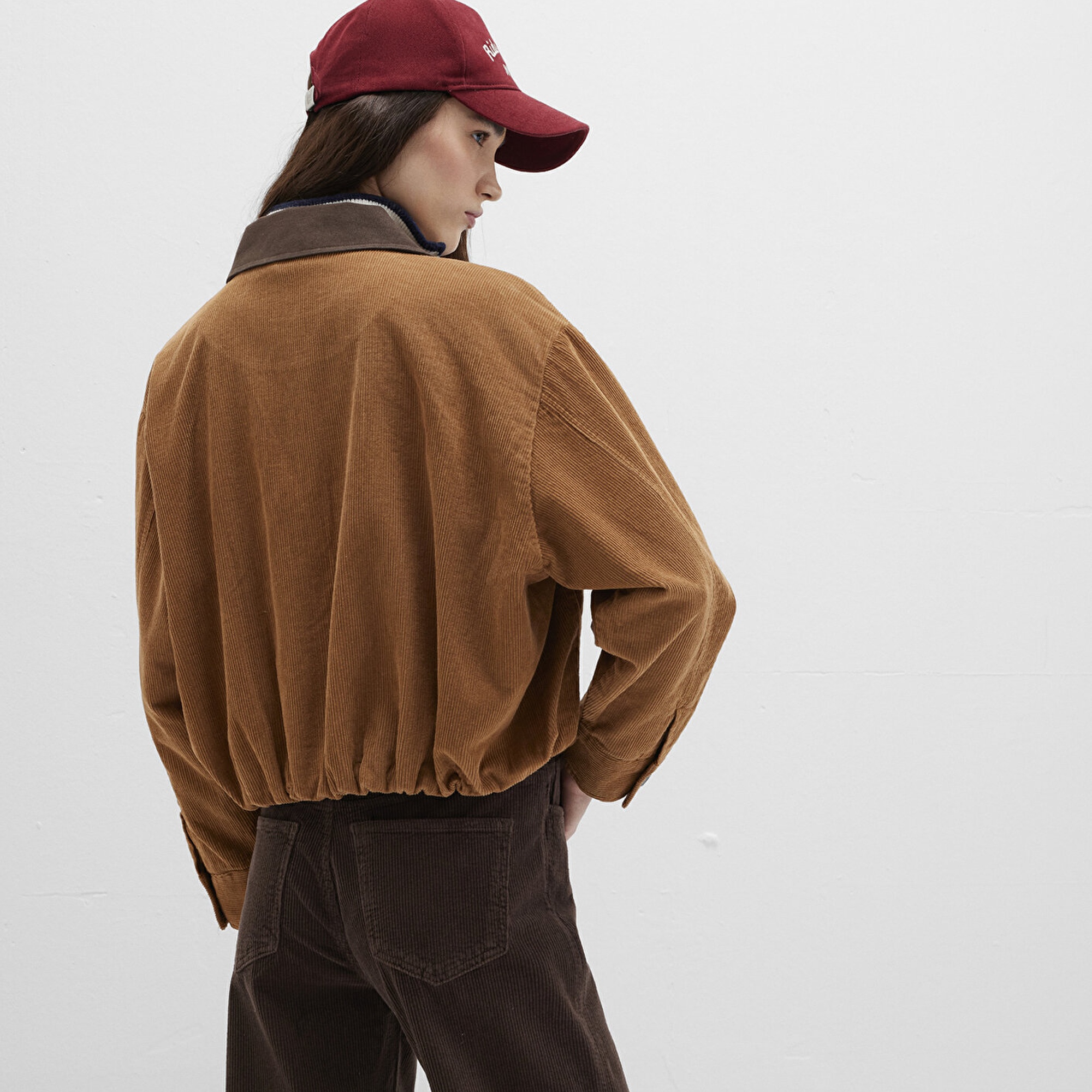 Mavi Kahverengi Kadife Ceket Oversize / Geniş Kesim 1110842-70381