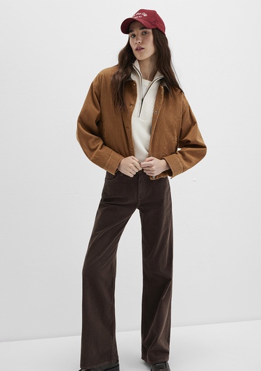  Mavi Kahverengi Kadife Ceket Oversize / Geniş Kesim 1110842-70381