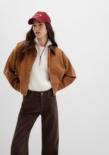  Mavi Kahverengi Kadife Ceket Oversize / Geniş Kesim 1110842-70381