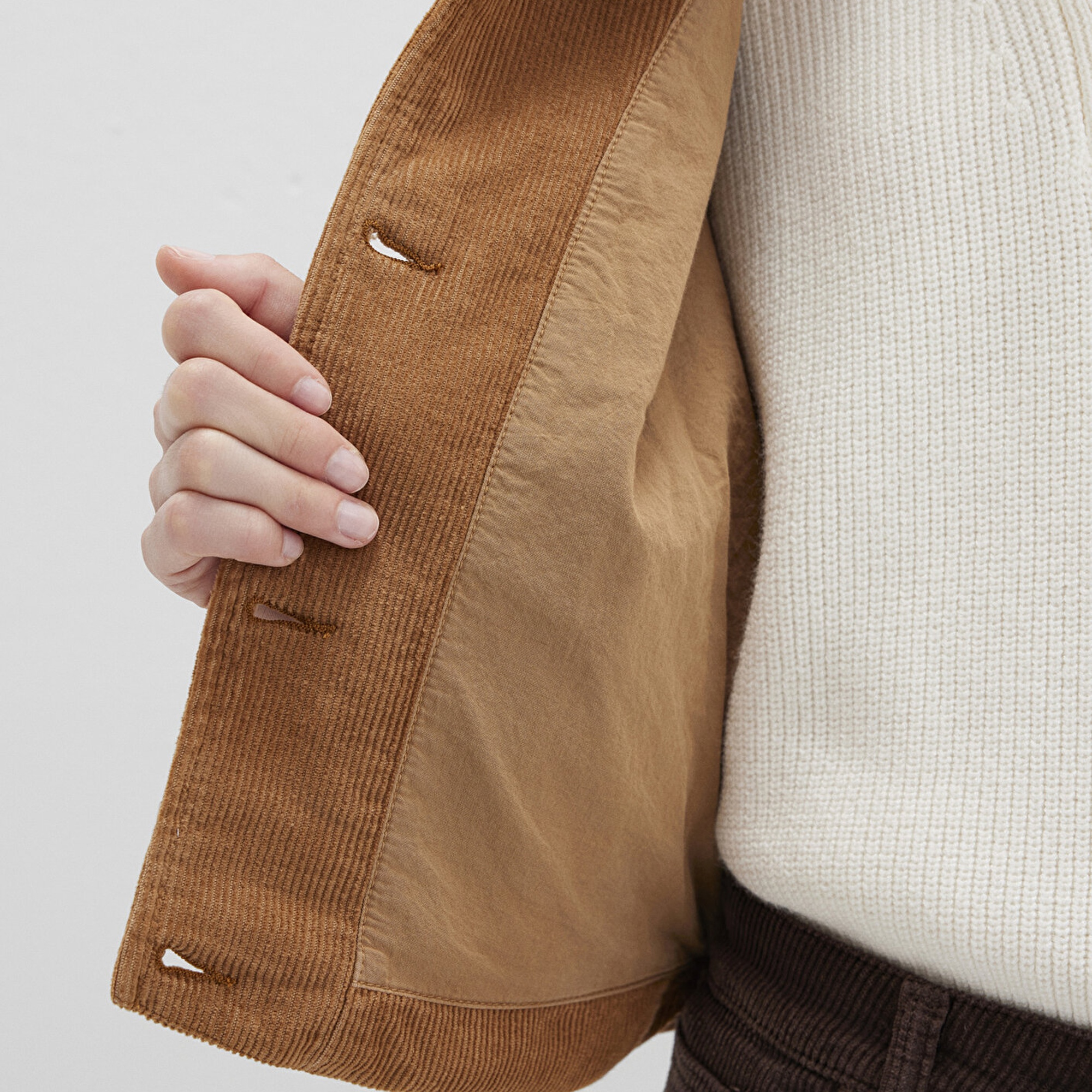 Mavi Kahverengi Kadife Ceket Oversize / Geniş Kesim 1110842-70381