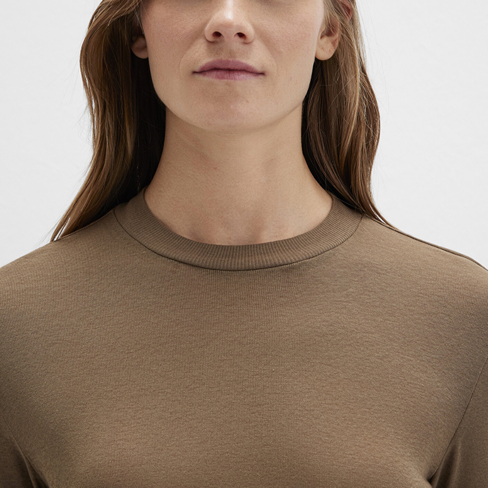 Mavi Uzun Kollu Kahverengi Tişört Slim Fit / Dar Kesim 1613352-71590