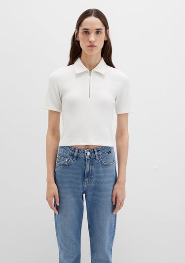  Mavi Ekru Polo Tişört Fitted / Vücuda Oturan Kesim 1613593-70057