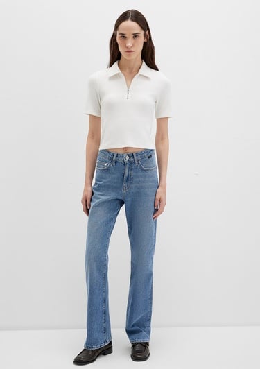  Mavi Ekru Polo Tişört Fitted / Vücuda Oturan Kesim 1613593-70057