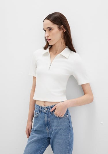  Mavi Ekru Polo Tişört Fitted / Vücuda Oturan Kesim 1613593-70057