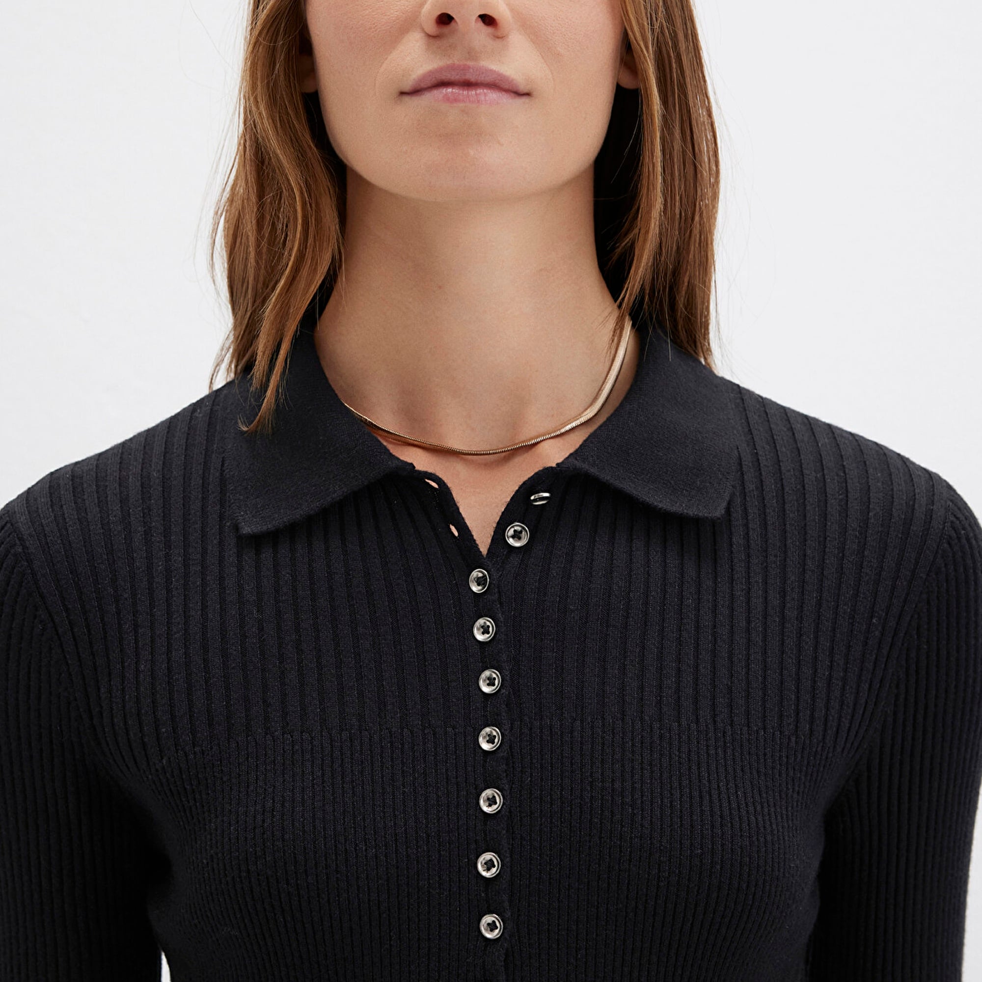 Mavi Düğmeli Siyah Triko Polo 1710787-900