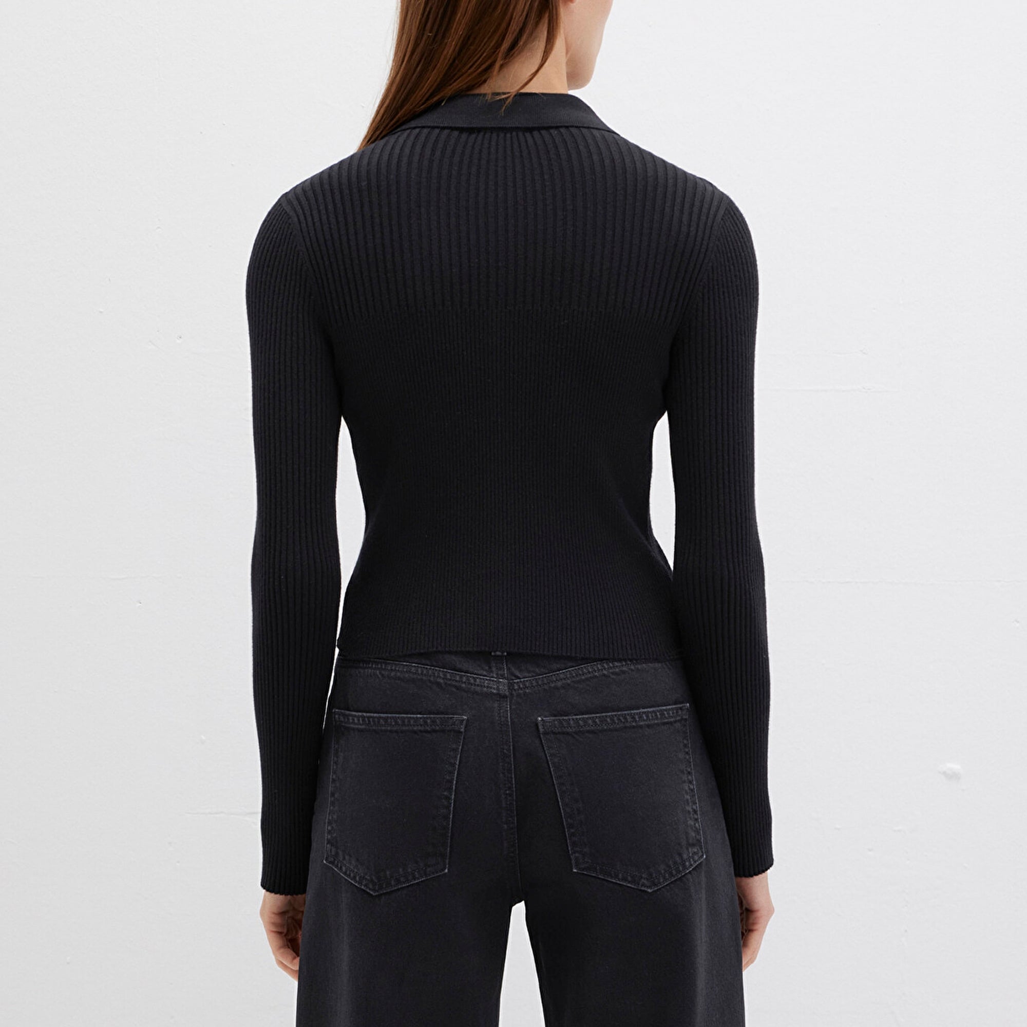 Mavi Düğmeli Siyah Triko Polo 1710787-900