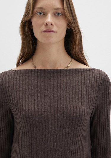  Mavi Uzun Kollu Kahverengi Tişört Slim Fit / Dar Kesim 1613596-88067