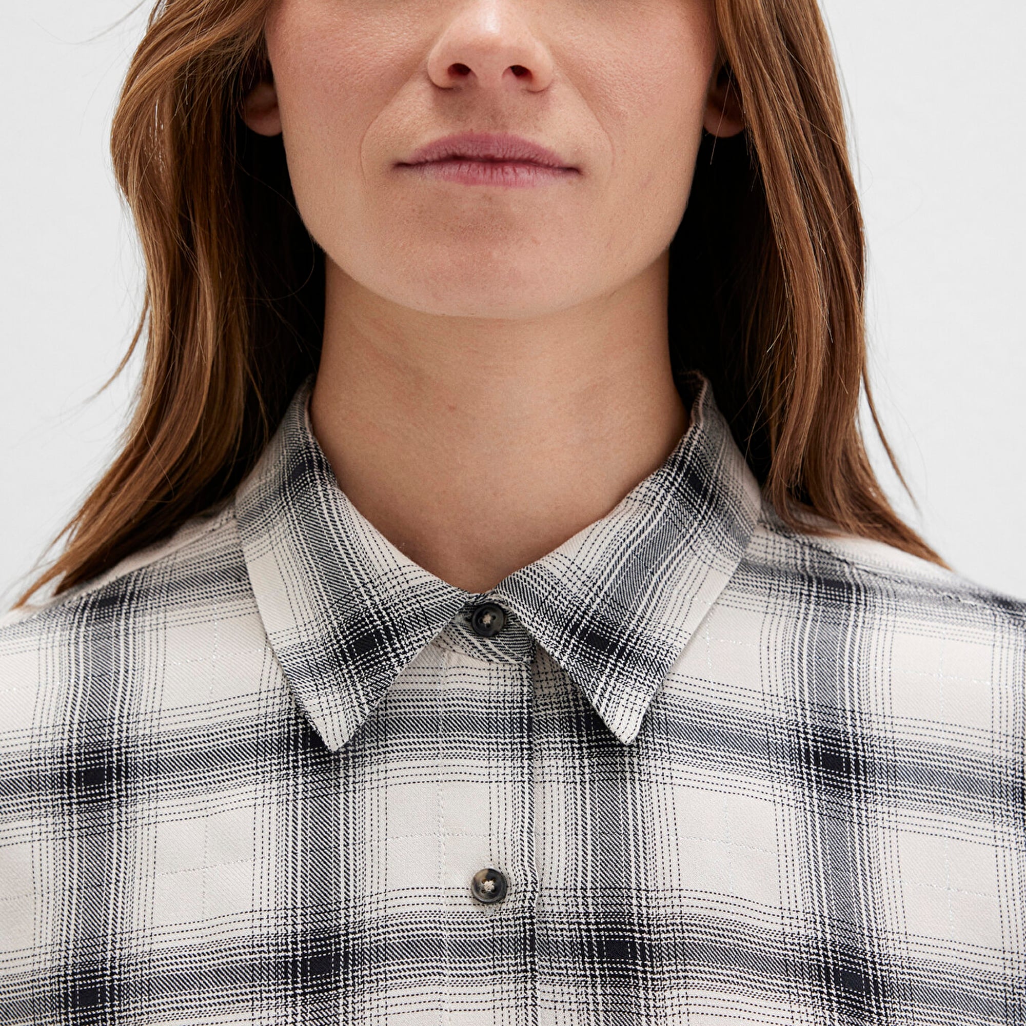 Mavi Kareli Bej Gömlek Loose Fit / Bol Rahat Kesim 1211282-80933