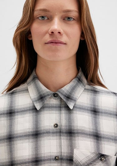  Mavi Kareli Bej Gömlek Loose Fit / Bol Rahat Kesim 1211282-80933