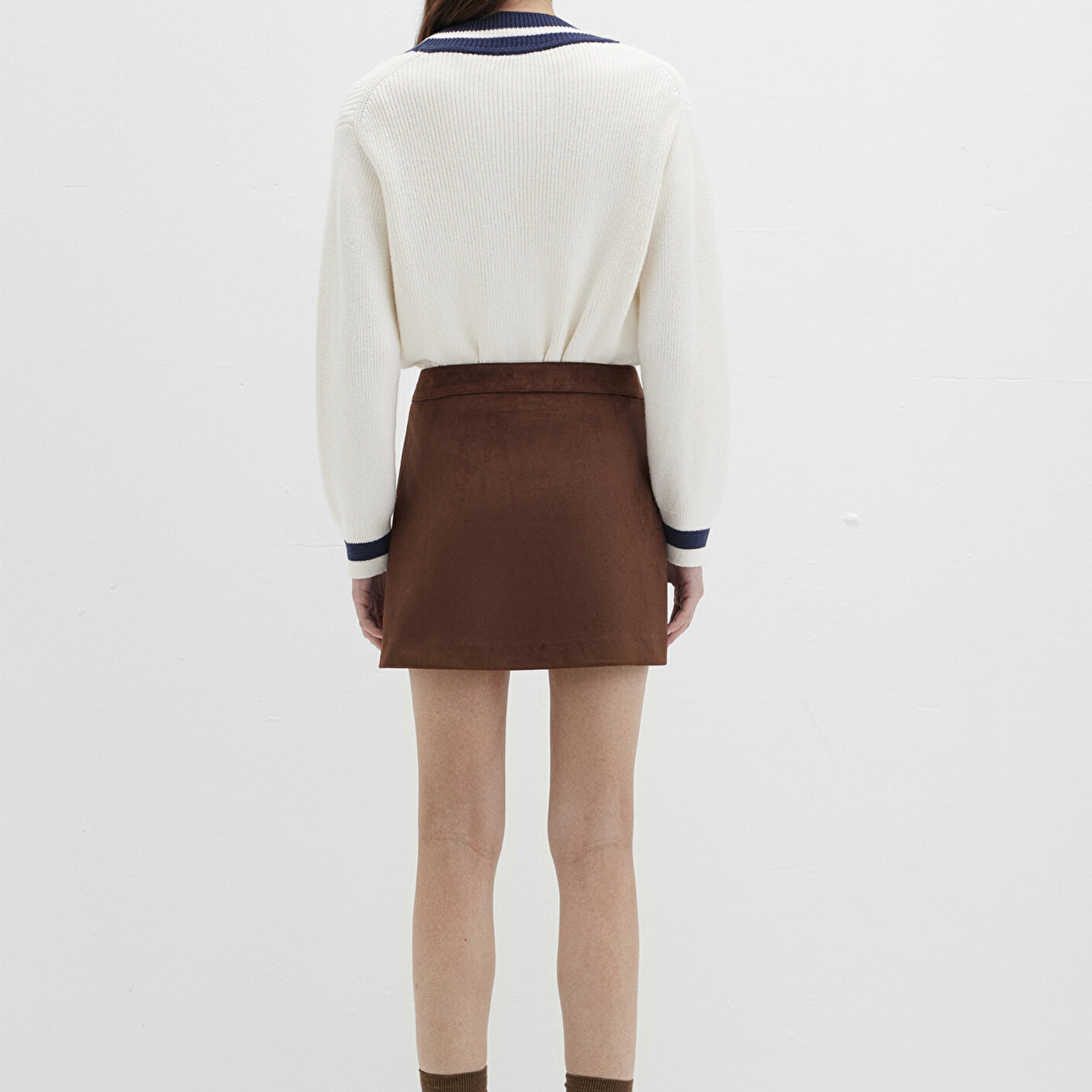 Mavi Suni Süet Kahverengi Mini Etek 1310782-70241
