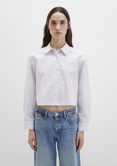  Mavi Çizgili Bordo Gömlek Crop / Kısa Kesim 1211297-88614