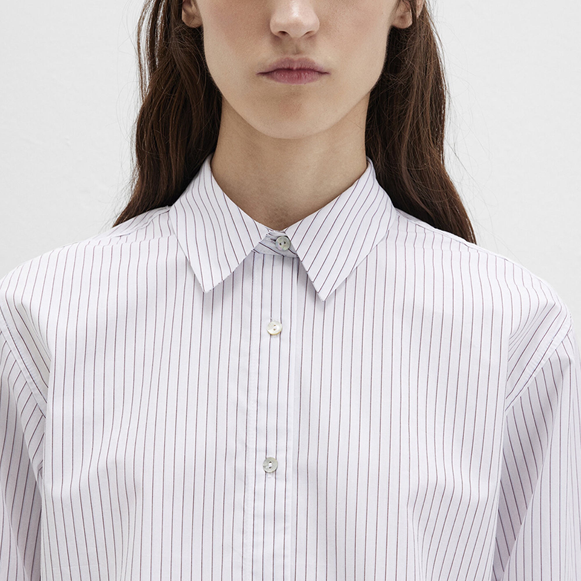 Mavi Çizgili Bordo Gömlek Crop / Kısa Kesim 1211297-88614