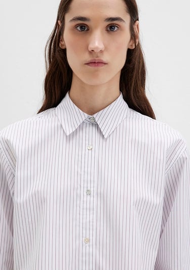  Mavi Çizgili Bordo Gömlek Crop / Kısa Kesim 1211297-88614