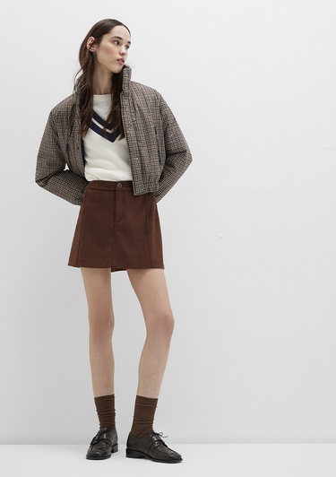  Mavi Suni Süet Kahverengi Mini Etek 1310782-70241