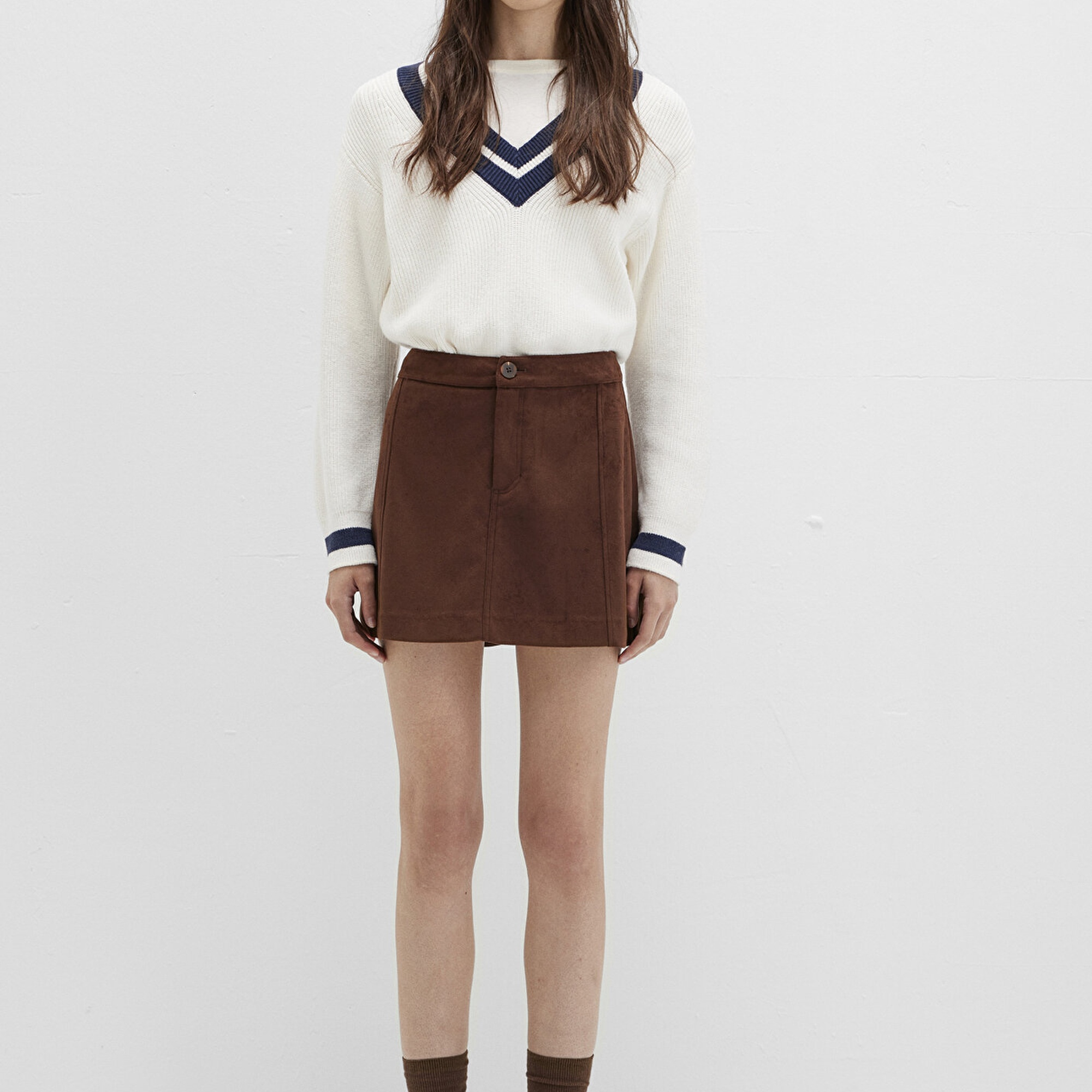 Mavi Suni Süet Kahverengi Mini Etek 1310782-70241