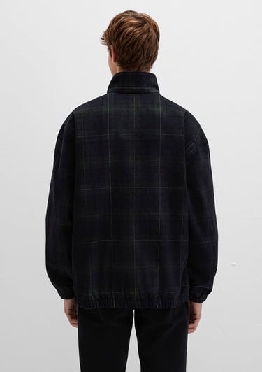  Mavi Yarı Fermuarlı Kareli Siyah Gömlek Oversize / Geniş Kesim 0211777-91298