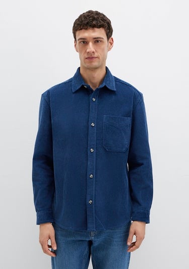  Mavi Lacivert Kadife Gömlek Loose Fit / Bol Rahat Kesim 0211749-80925