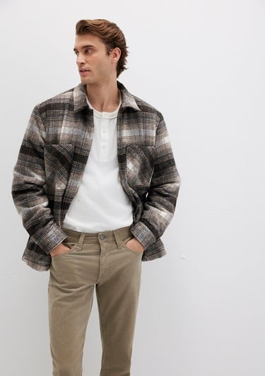  Mavi Kareli Kahverengi Ceket Oversize / Geniş Kesim 0110745-91228