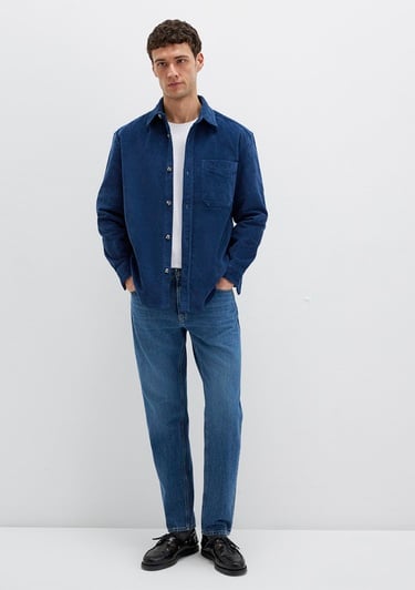  Mavi Lacivert Kadife Gömlek Loose Fit / Bol Rahat Kesim 0211749-80925