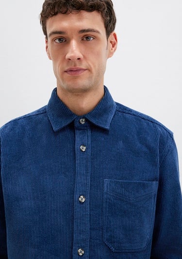  Mavi Lacivert Kadife Gömlek Loose Fit / Bol Rahat Kesim 0211749-80925