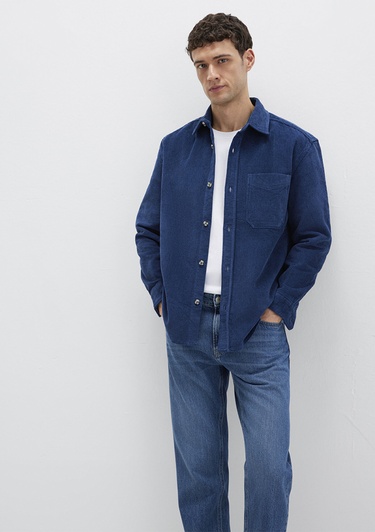  Mavi Lacivert Kadife Gömlek Loose Fit / Bol Rahat Kesim 0211749-80925