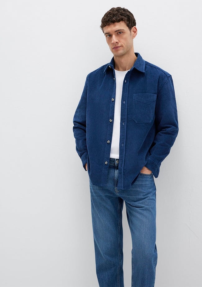  Mavi Lacivert Kadife Gömlek Loose Fit / Bol Rahat Kesim 0211749-80925