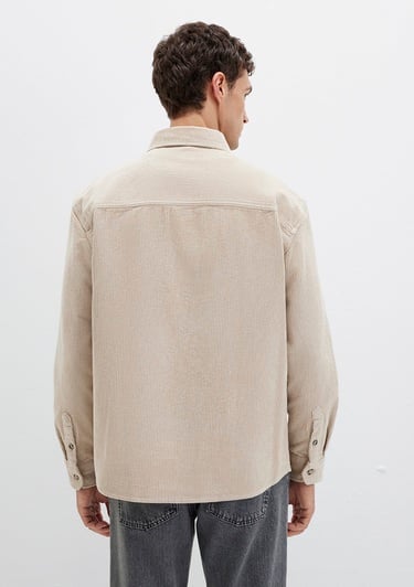  Mavi Bej Kadife Gömlek Loose Fit / Bol Rahat Kesim 0211749-70039