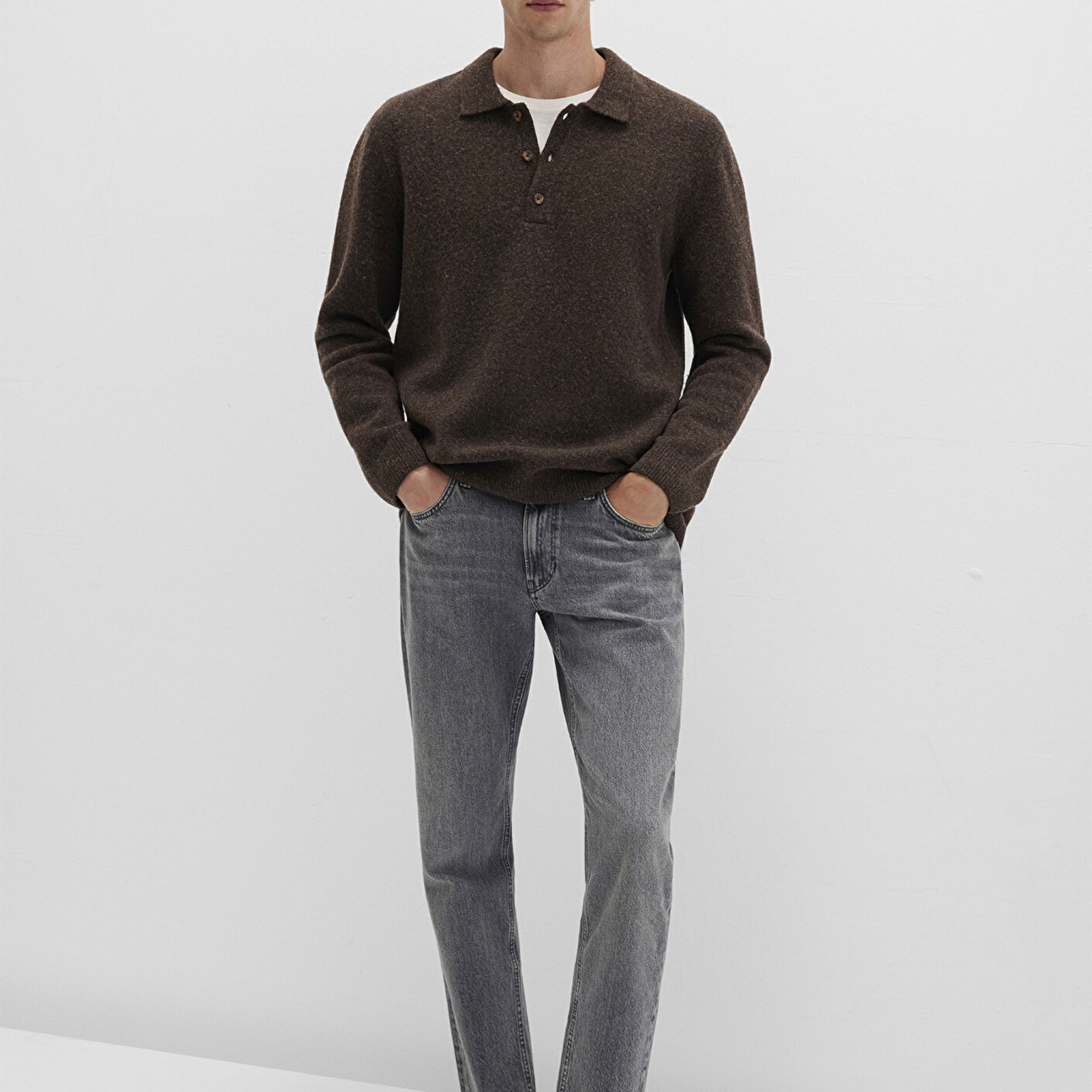 Mavi Yün Karışımlı Kahverengi Triko Polo 0710255-70251