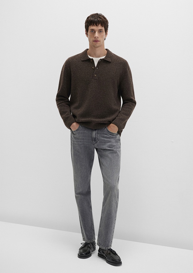  Mavi Yün Karışımlı Kahverengi Triko Polo 0710255-70251