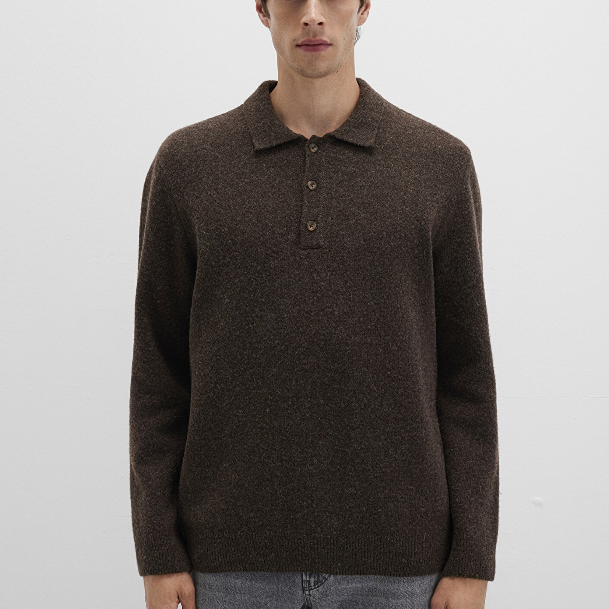 Mavi Yün Karışımlı Kahverengi Triko Polo 0710255-70251