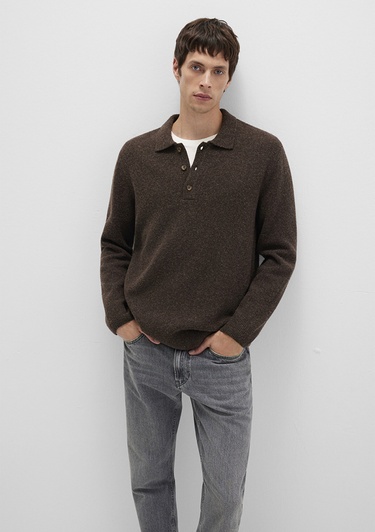  Mavi Yün Karışımlı Kahverengi Triko Polo 0710255-70251