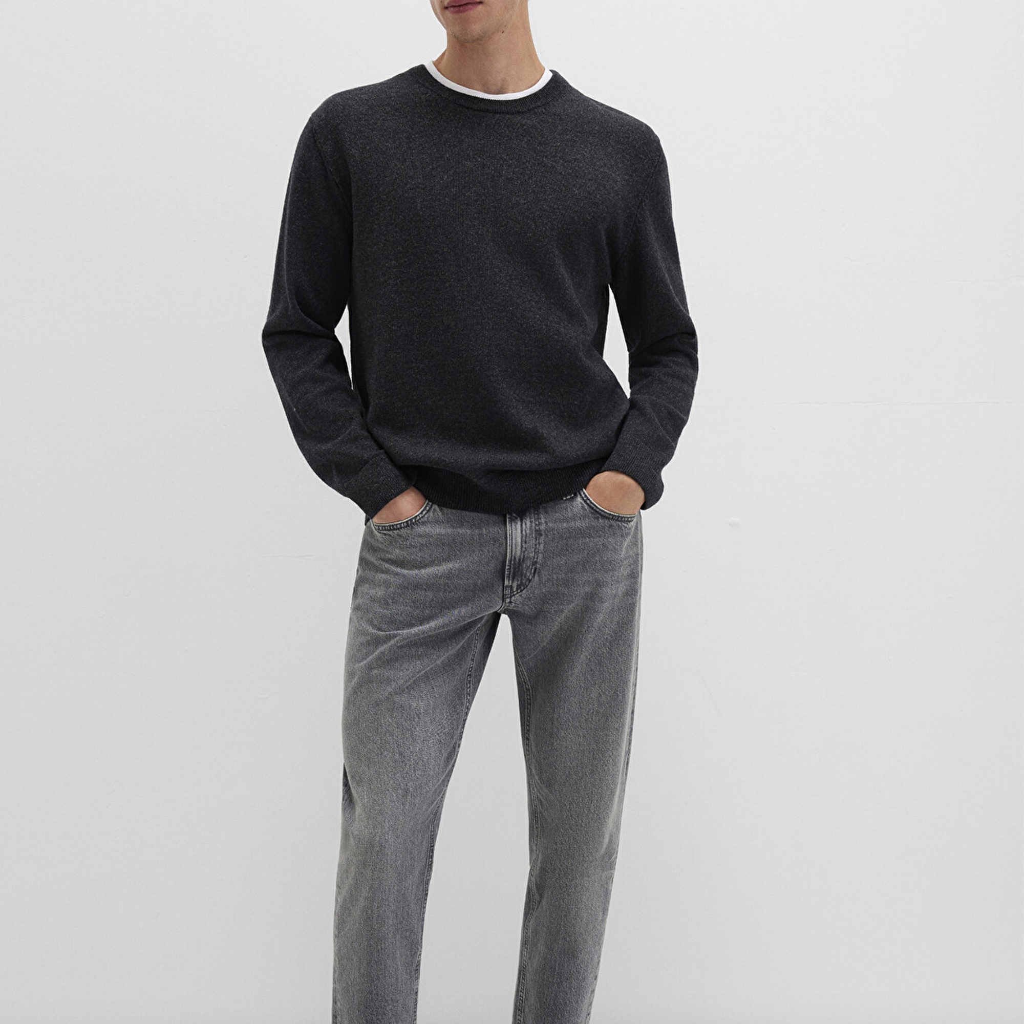 Mavi Yün Karışımlı Antrasit Kazak Regular Fit / Normal Kesim 0710370-80927