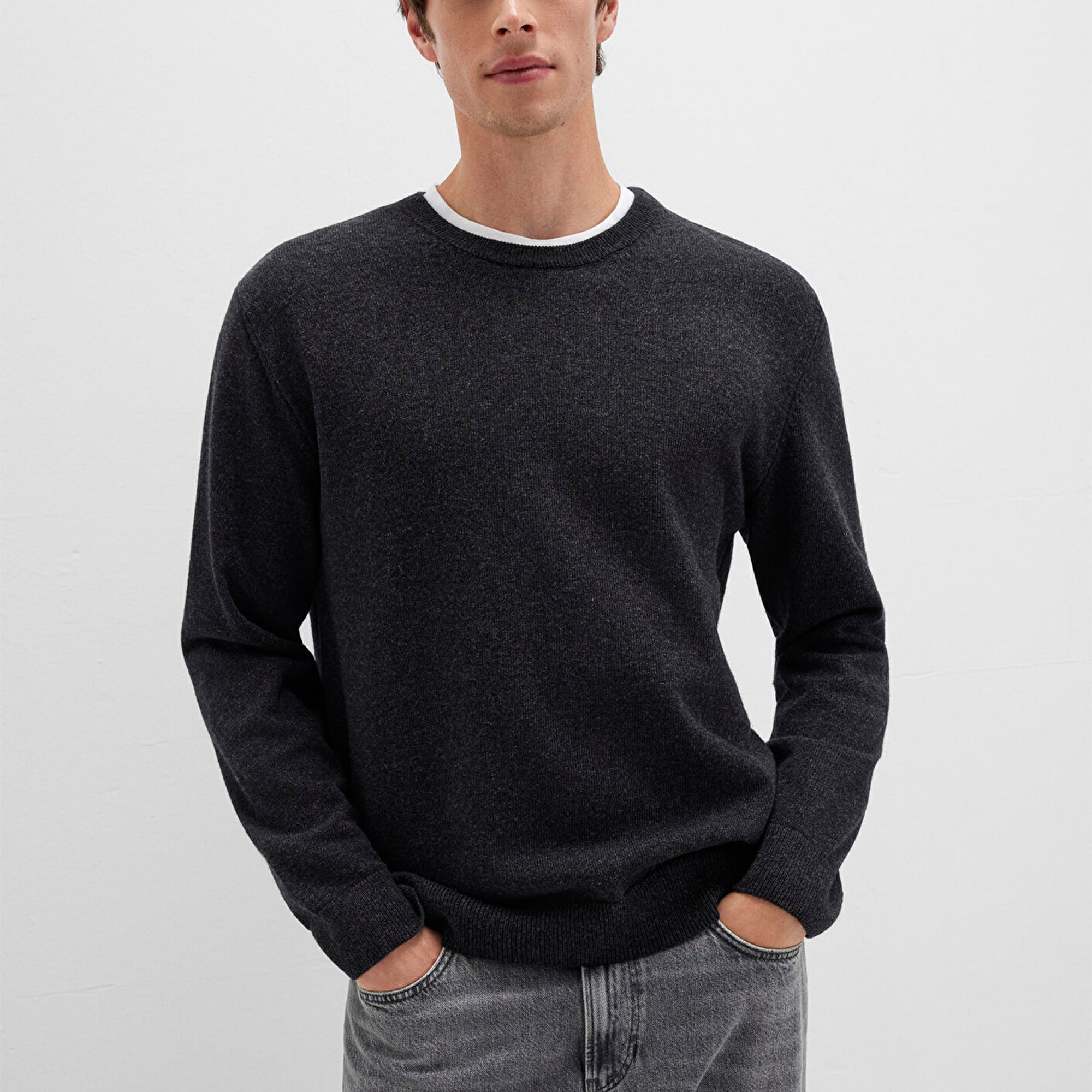 Mavi Yün Karışımlı Antrasit Kazak Regular Fit / Normal Kesim 0710370-80927