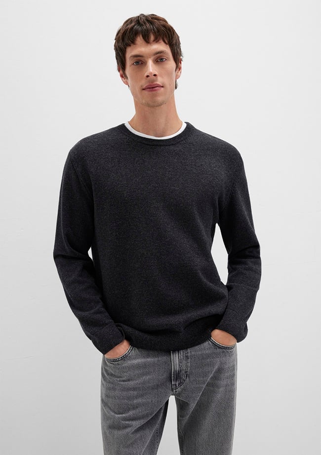  Mavi Yün Karışımlı Antrasit Kazak Regular Fit / Normal Kesim 0710370-80927