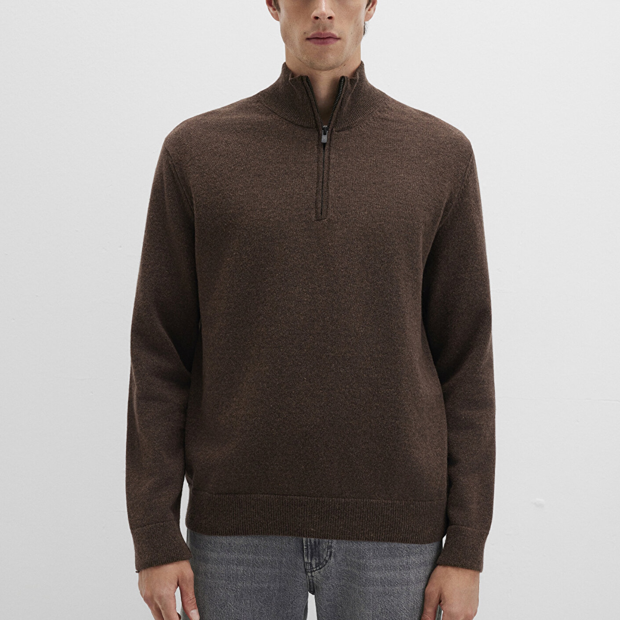 Mavi Yün Karışımlı Kahverengi Kazak Regular Fit / Normal Kesim 0710371-70251