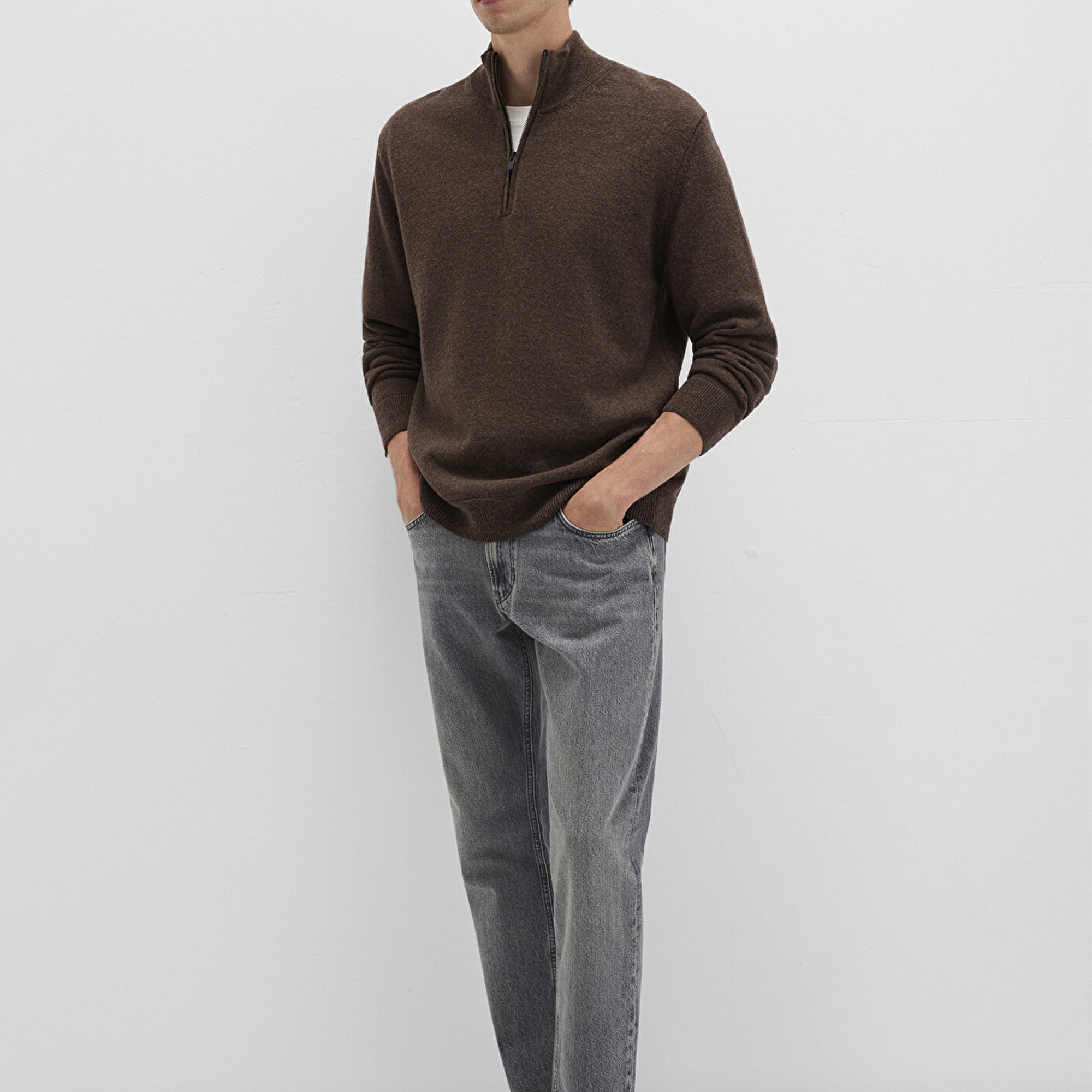 Mavi Yün Karışımlı Kahverengi Kazak Regular Fit / Normal Kesim 0710371-70251