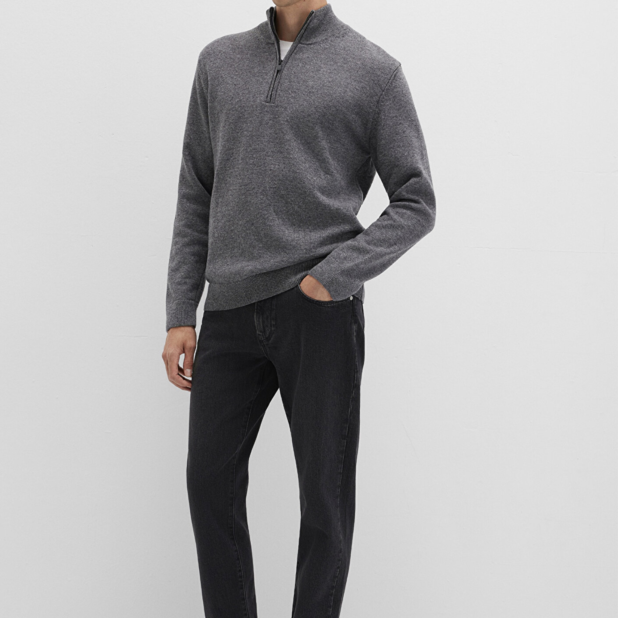 Mavi Yün Karışımlı Grey Kazak Regular Fit / Normal Kesim 0710371-80024