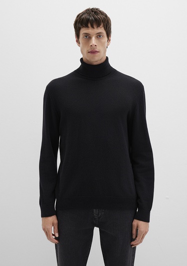  Mavi Yün Karışımlı Boğazlı Siyah Kazak Regular Fit / Normal Kesim 0710372-900