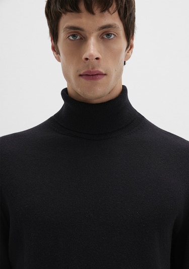  Mavi Yün Karışımlı Boğazlı Siyah Kazak Regular Fit / Normal Kesim 0710372-900