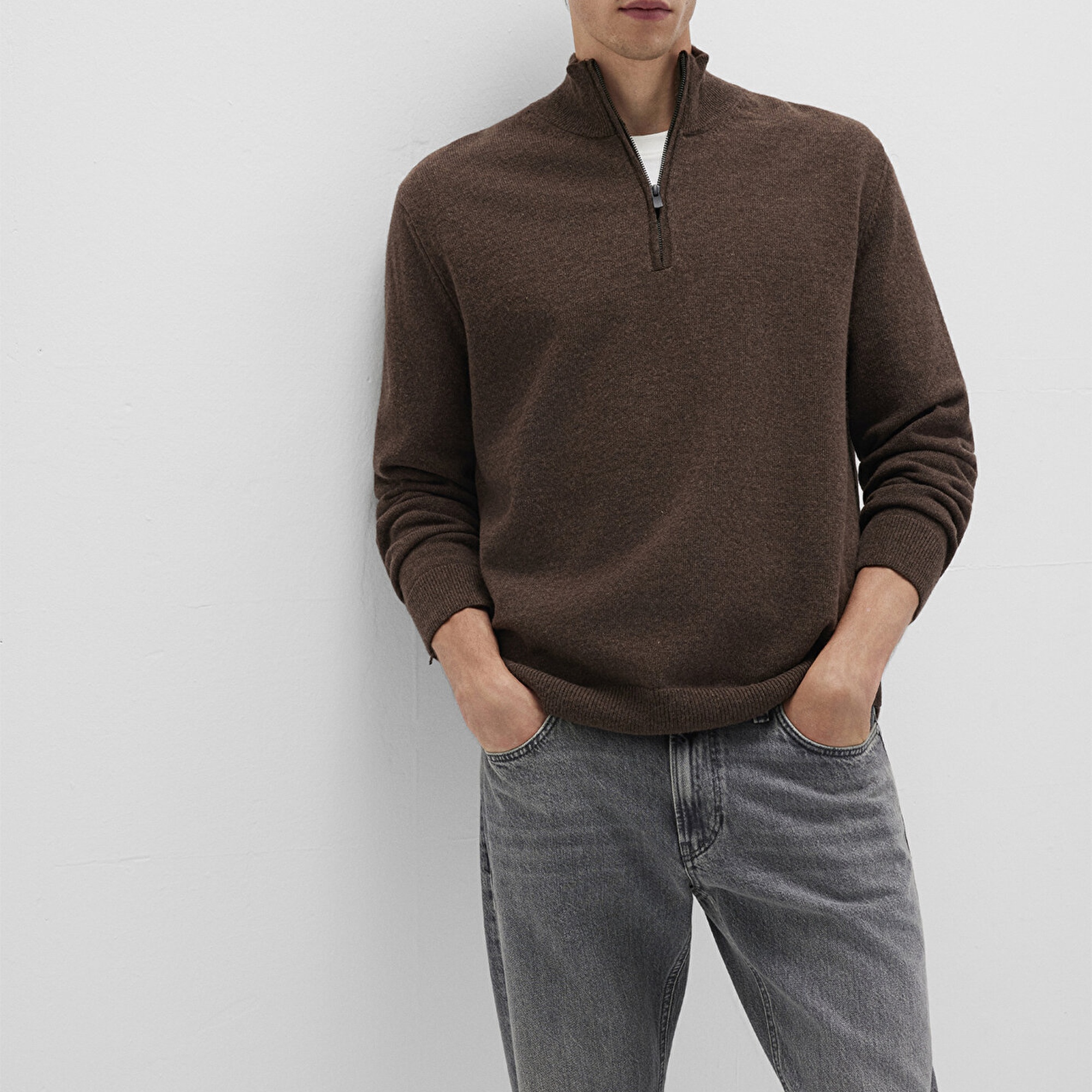 Mavi Yün Karışımlı Kahverengi Kazak Regular Fit / Normal Kesim 0710371-70251