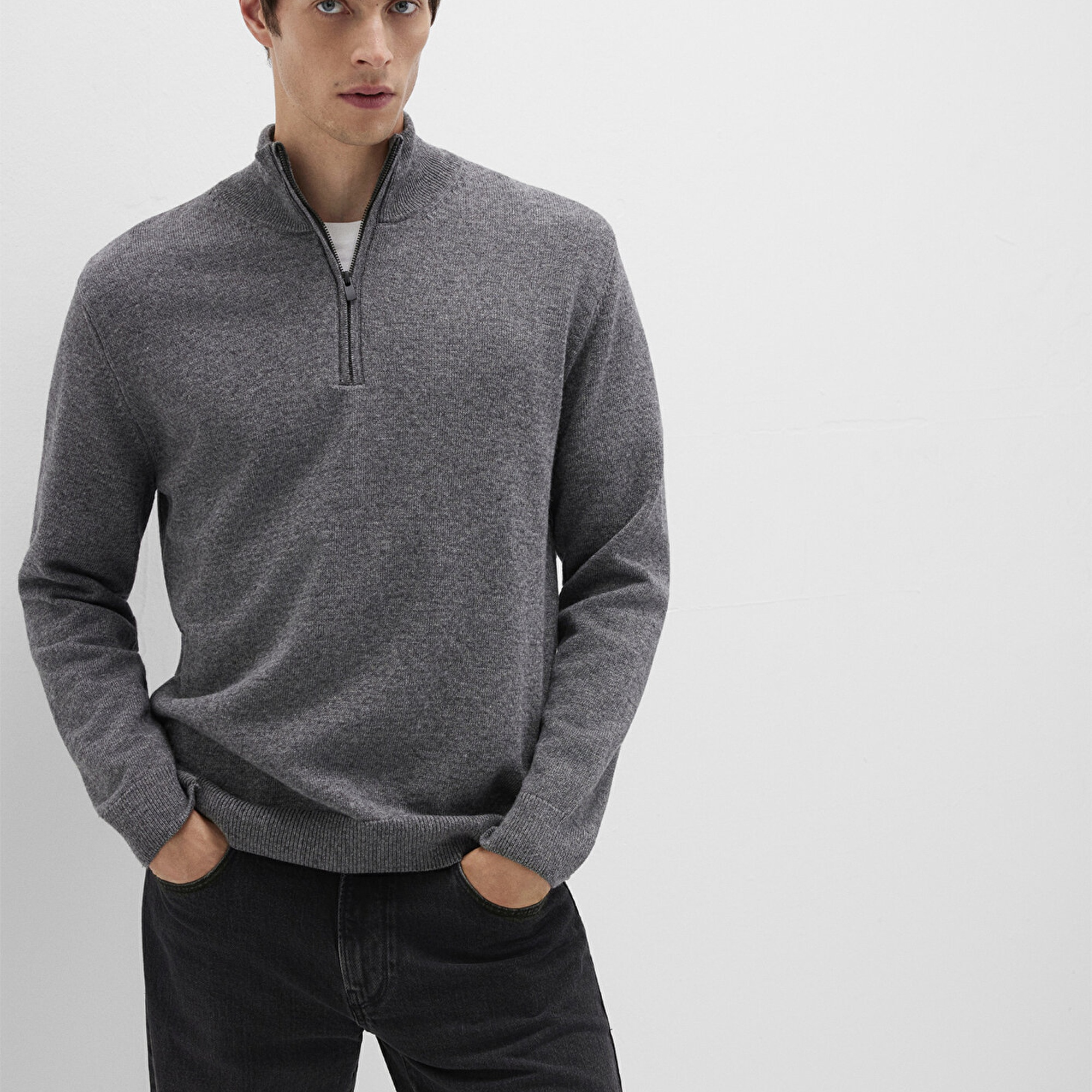 Mavi Yün Karışımlı Grey Kazak Regular Fit / Normal Kesim 0710371-80024