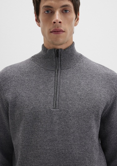  Mavi Yün Karışımlı Grey Kazak Regular Fit / Normal Kesim 0710371-80024